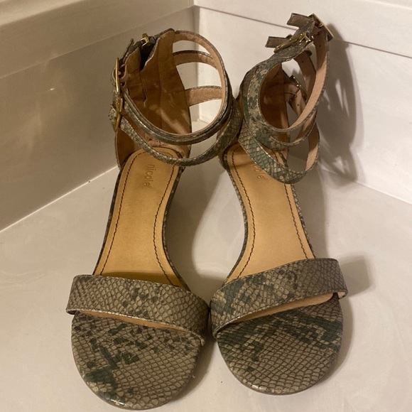 Nicole Shoes - Faux Snakeskin Gladiator Sandals